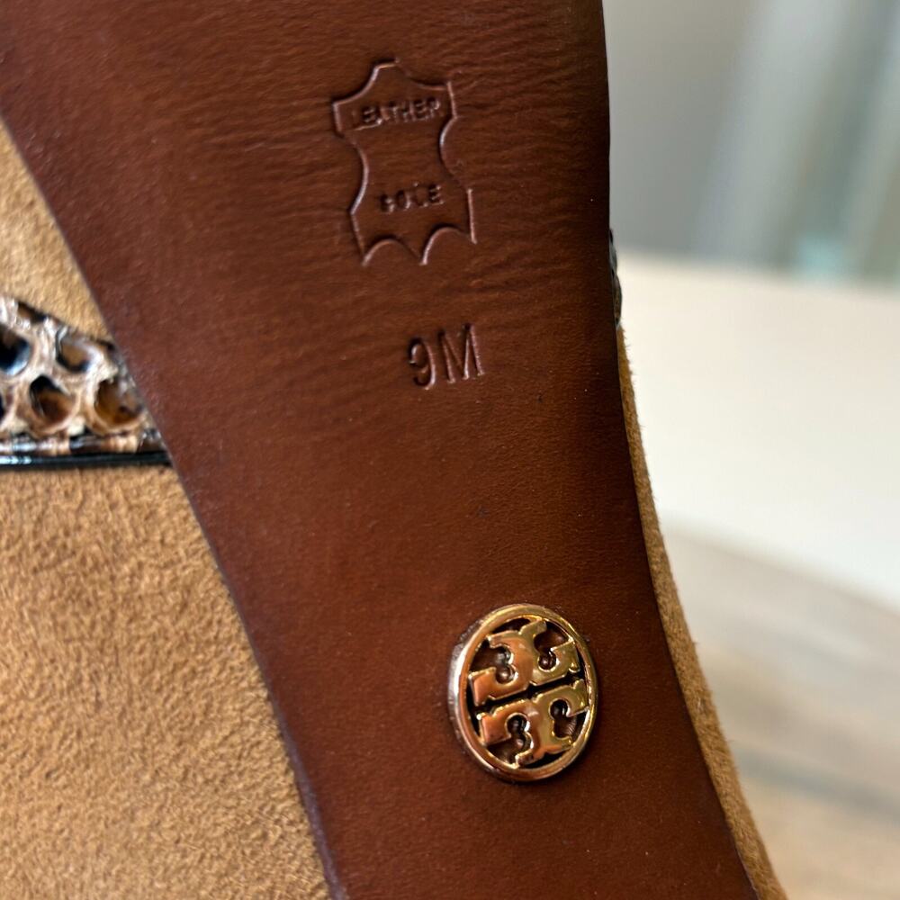 Tory Burch Authentic Snakeskin Leather Suede Heels Pumps Shoes US Size 9 9M - Picture 9 of 11